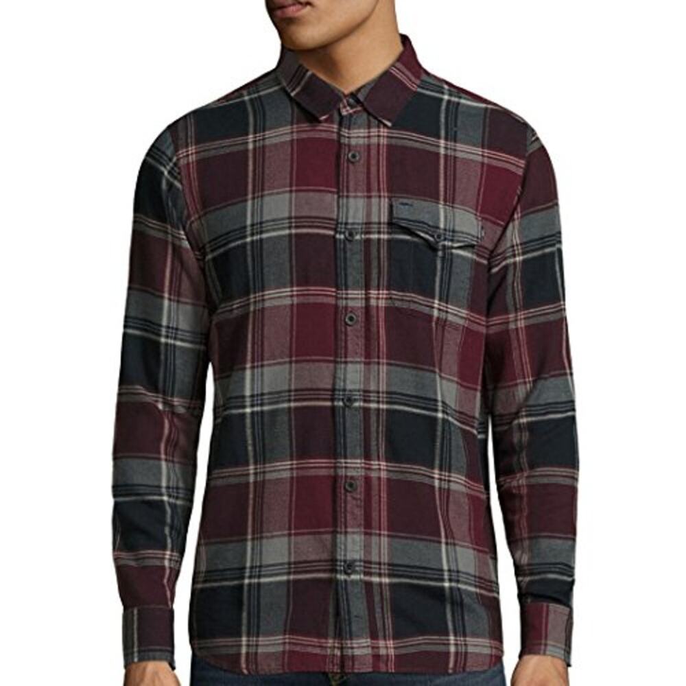 Vans Off The Wall Men's Bowx Plaid Flannel Long Sleeve Shirt in Port Royale